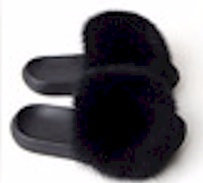 Poofty Fur Slide Slipper Sandal Black-Solid