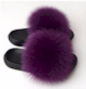 Poofty Fur Slide Slipper Sandal Purple-Solid